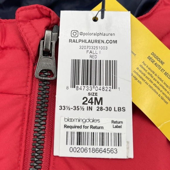 Polo Ralph Lauren Down Puffer Jacket 24 Months Red Hood - Picture 2 of 10